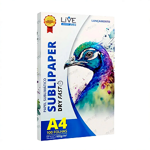 PAPEL PARA SUBLIMAÇÃO SUBLIPAPER DRY FAST LIVESUB A4 - 100G/M PCT C/100 FOLHAS (4436)