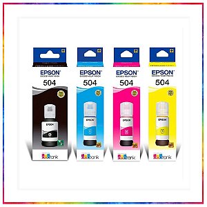 REFIL DE TINTA EPSON ECOTANK ORIGINAL T504 KIT 4 CORES 127 ML - 70 ML