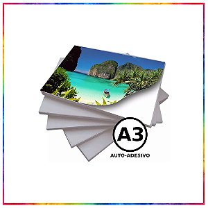 PAPEL FOTOGRÁFICO GLOSSY BRILHANTE AUTO ADESIVO 130G A3 - 20 FOLHAS