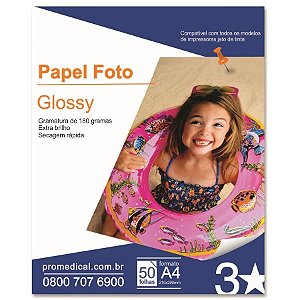 Papel Glossy A4 50 Folhas 180Gr