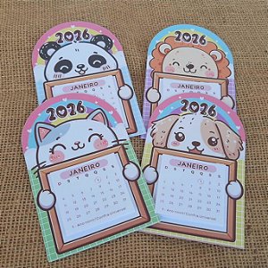 Mini calendário 2026 bichinhos fofos
