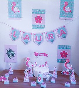 Kit decoração de festa Flamingo