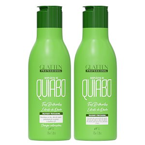 Kit Escova Quiabo Glatten Máscara para Alisamento e Shampoo Anti Resíduos