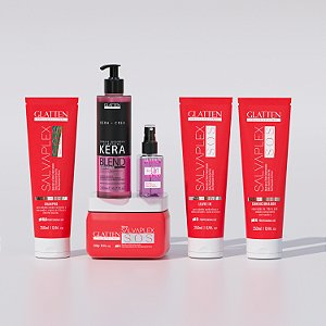 RECONSTRUÇÃO INTELIGENTE - KIT COMPLETO SALVAPLEX + KERABLEND + PERFUME HEY GRIL
