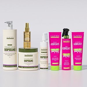 Kit Terapia dos Fios - Kit Acidificante + Kit Biopeling + Spray de Brilho (Frete Grátis)