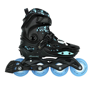 Patins Traxart Infantil preto com rodas de LED EPECIAL AZUL 76mm / Ajustável 33-36 BR