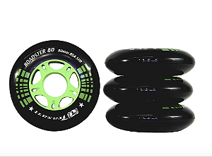 Traxart Rodas Roadster 80mm / Preto com cubo verde (4 unidades)