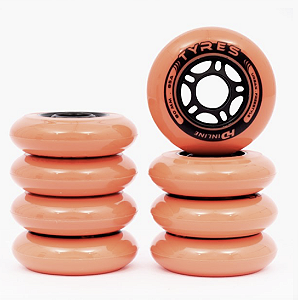 Rodas HD Inline Tyres - 80mm / 85A - Vermelho laranja (8 Unidades)