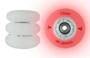Traxart  Rodas Branca com Led vermelho - 72mm (4 unidades)