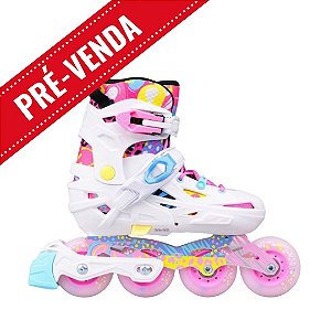 PRÉ-VENDA: Patins Inline Flying Eagle Nadia ND – Infantil / Juvenil – Ajustável / Rosa: 26 ao 40