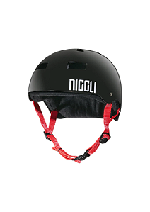 Capacete Niggli Pro - Preto Brilho Fita Vermelha