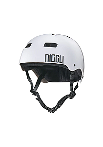 Capacete Niggli Iron Profissional - Branco Brilho Fita Preta