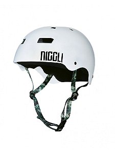 Capacete Niggli Pads Iron Pro - Branco Fosco Fita Camuflada