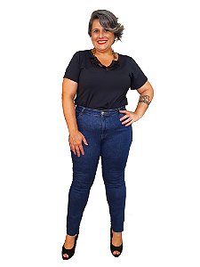 Calça Jeans Skinny Plus Size Escura