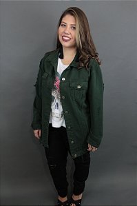 Jaqueta Oversized Verde Militar Plus Size