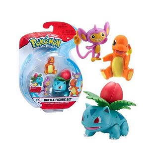Pokémon - 3 mini figuras - Ivysaur, Charmander, Aipom