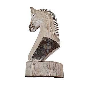 Escultura de Cavalo em Pátina Branco 41cm