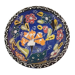 Bowl Turco Pintado de Cerâmica Azul Royal Estampado 8cm (Pinturas Diversas)