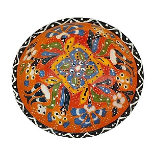 Bowl Turco Pintado de Cerâmica Laranja Estampado 12cm (Pinturas Diversas)