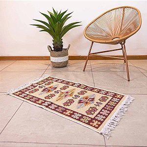 Tapete Kilim Antep 60cmx90cm Bordô Importado da Turquia