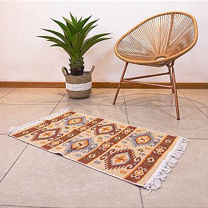 Tapete Kilim Antep 60cmx90cm Laranja Importado da Turquia