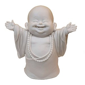 Escultura Monge da Gratidão de Pó de Mármore Branco 25cm