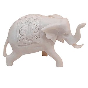 Escultura Elefante Indiano de Pó de Mármore Branco 10cm