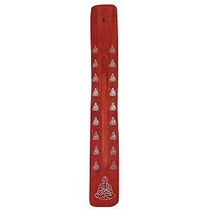 Incensário Vareta de Madeira Buda Vermelho 26cm
