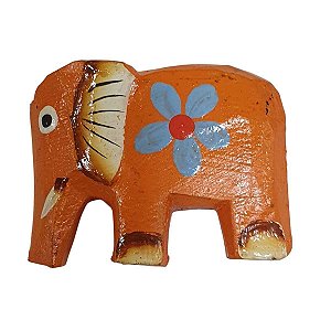 Imã Elefante de Madeira Balsa Laranja 5cm