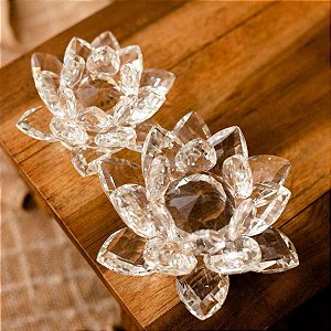 Flor de Lótus Decorativa Cristal Unitária 12,5cm