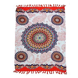 Canga de Praia com Franjas 100% Viscose Mandalas 1.60mx1.10m