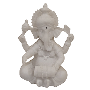 Mini Ganesha de Pó de Mármore Branco 8cm (Modelo 1)