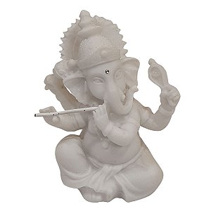 Mini Ganesha de Pó de Mármore Branco 8cm (Modelo 2)