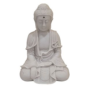 Escultura Buda Pó de Mármore Branco 12cm (Modelo 2)