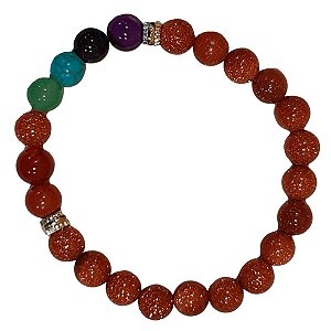 Pulseira Japamala de Pedra do Sol com Sete Chakras