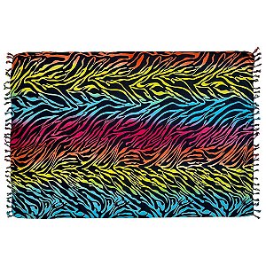 Canga de Praia com Franjas 100% Viscose Zebra Colors 1.60mx1.10m