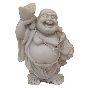 Mini Buda Hotei Pote da Fortuna Pó de Mármore 9cm