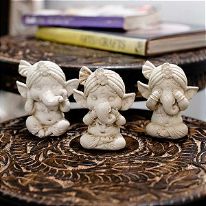 Trio de Esculturas Ganesha 10cm