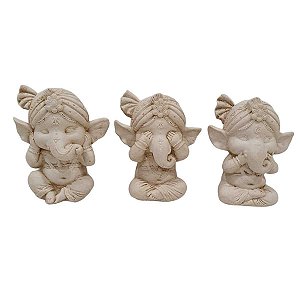 Trio de Esculturas Ganesha 10cm