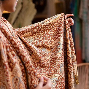 Pashmina Estampada 100% Viscose Marrom 70cmx200cm