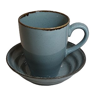 Bowl 16cm + Caneca de Porcelana 350ml - Azul
