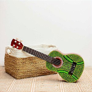 Ukulele Pintado à Mão Importado de Bali Verde