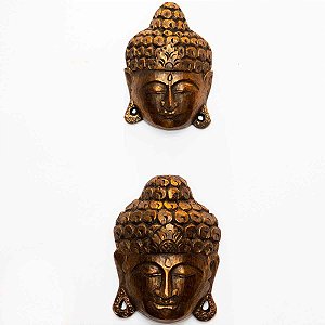 Máscara Buda Sidarta Madeira Balsa Bronze Importada de Bali