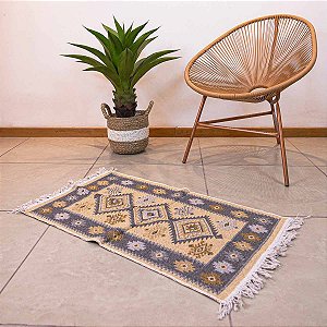 Tapete Kilim Antep 60cmx90cm Cinza Importado da Turquia