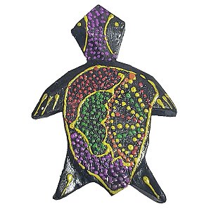 Imã Pintura Dots de Madeira Balsa Tartaruga do Mar
