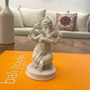 Mini Escultura Ganesha Dançarino de Pó de Mármore 12cm