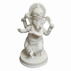 Estátua de Mini Ganesha Pó de Mármore Dançarino 12cm