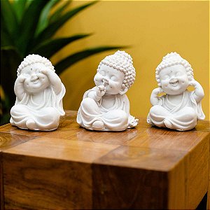 Trio Baby Monges Sábios de Pó de Mármore