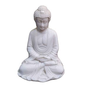 Escultura de Buda Mudra Meditação Pó de Mármore 11,5cm