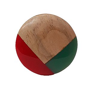 Puxador de Madeira Redondo Vermelho e Verde 4cm